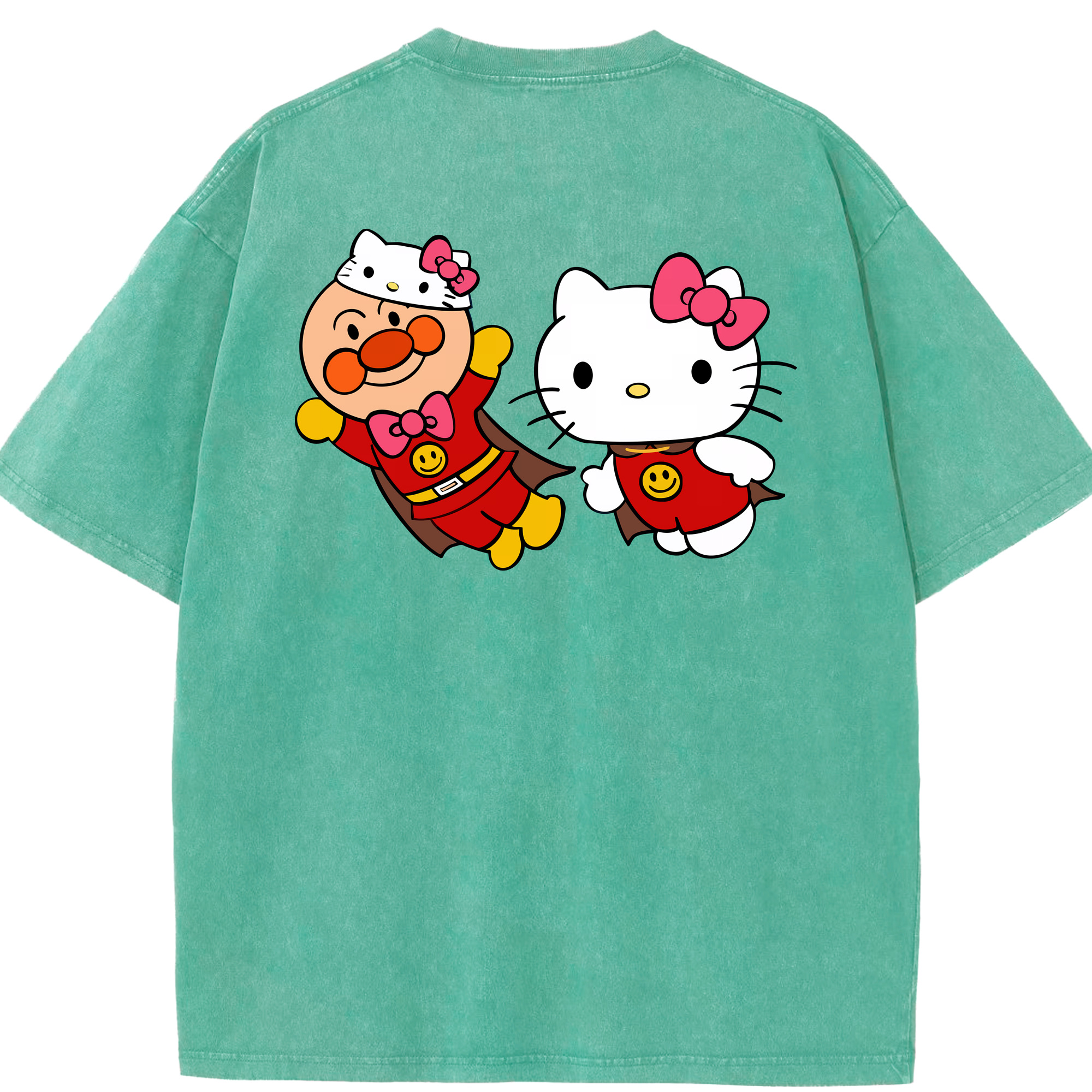 （画像用） アンパンマン Anpanman 綿100% ヴィンテージ風 半袖Tシャツ（背面プリント）